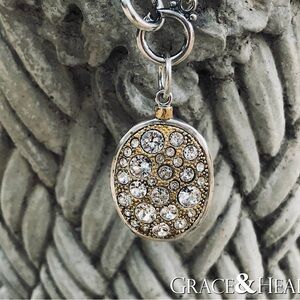 New Grace & Heart Sterling Silver/Brass with Swarovski Crystals Pendant